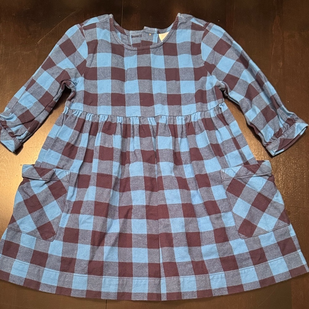 Hanna Andersson Blue and black Plaid Kids Dress